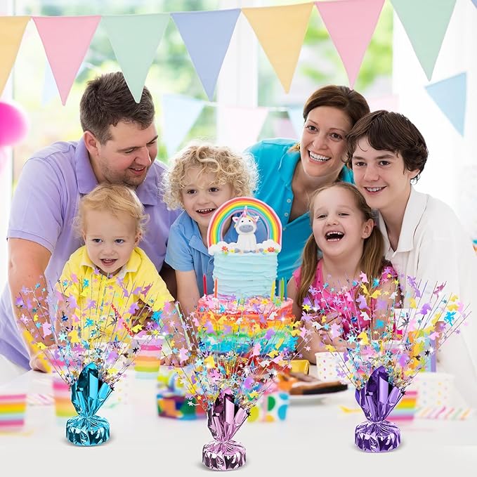 6 Pcs Table Decorations Rainbow Unicorns Metallic Gleam Foil Spray