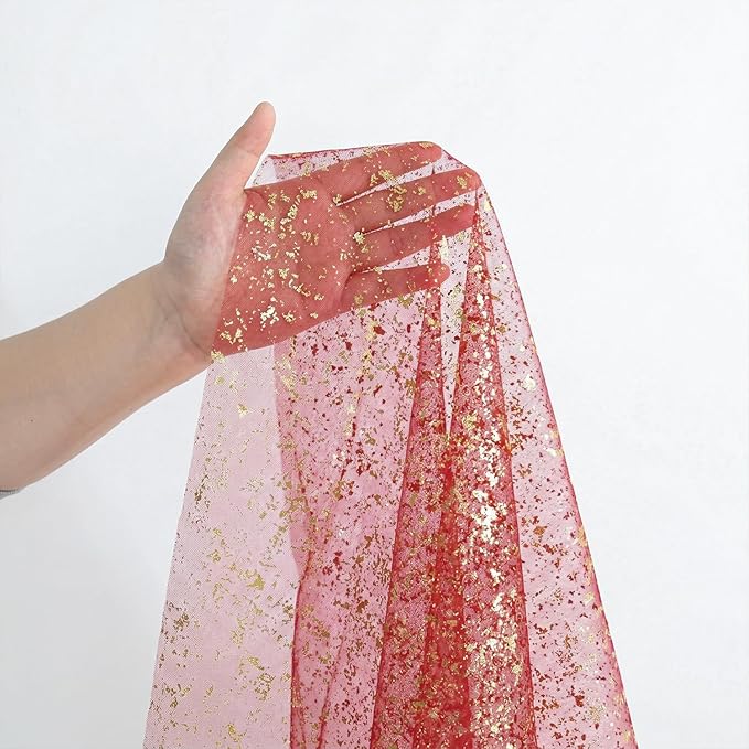 Artoid Mode Red Gold Gauze Table Runner 59x120 Inch 10FT, Glitter