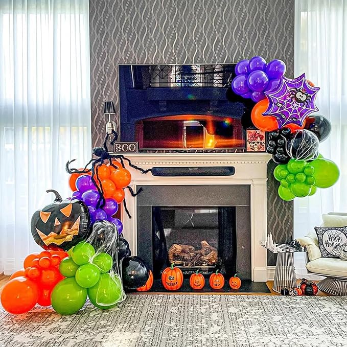 Halloween Party Balloons, 67pcs 12 Inch Black Orange and Purple Green