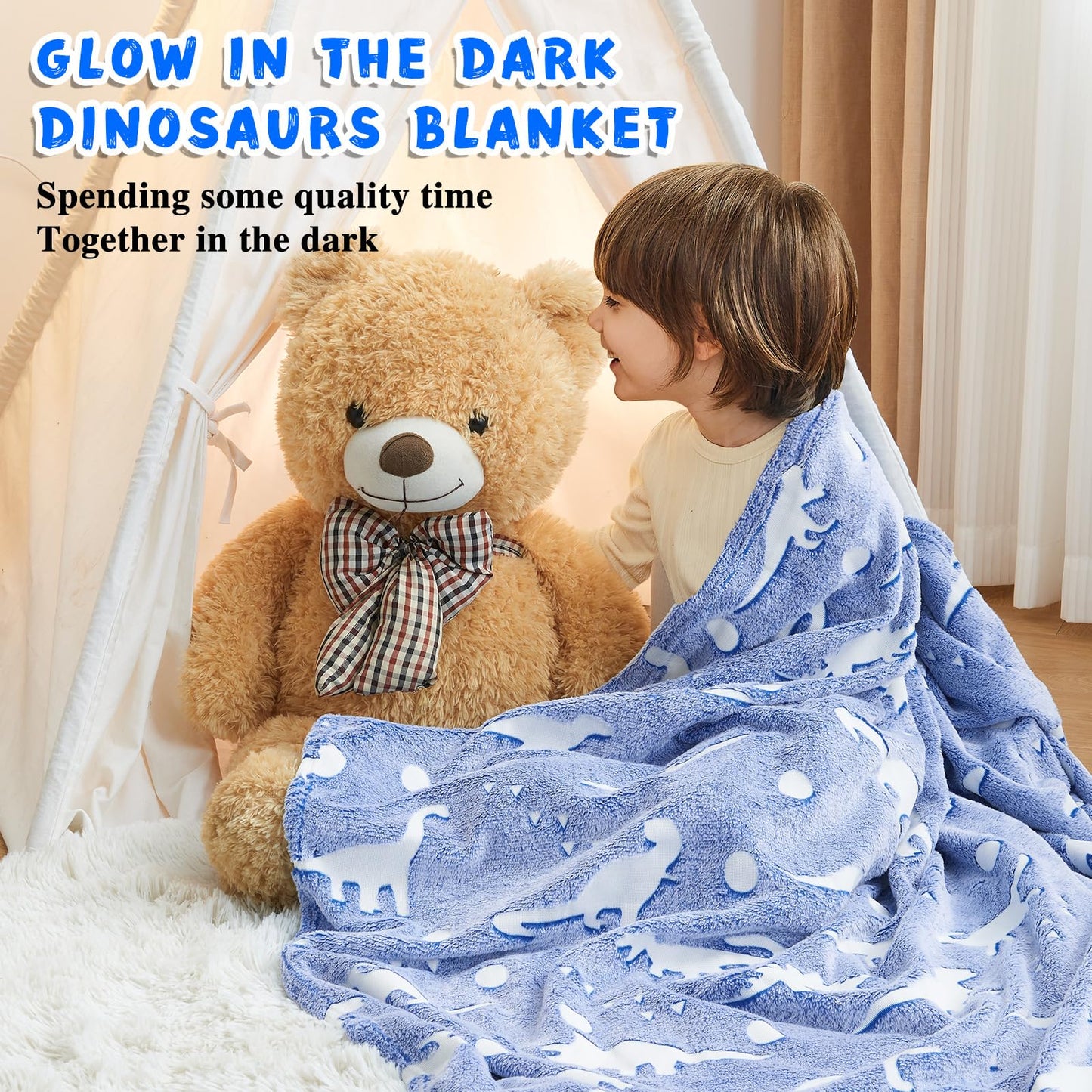 inhand Dinosaur Toys for Kids Glow in The Dark Dinosaur Blanket