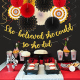 Red Black Gold Party Decorations Graduation Banner Streamers 18pcs
