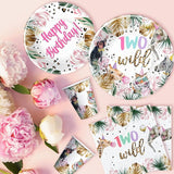 Two Wild Birthday Decorations Girl Tableware Safari Jungle Animal