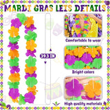 Mardi Gras Leis Accessories, 24PCS Purple Gold Green Silk Flower