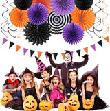 Orange Black Purple Halloween Party Decorations 33Pcs Banner