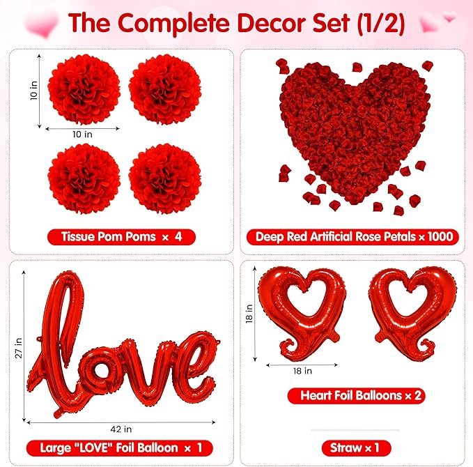 Valentines Day Decorations Set with Happy Valentine's Day Banner