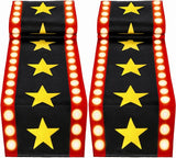 2 Pcs 13 x 72 Inch Movie Night Table Runner with Gold Star Design