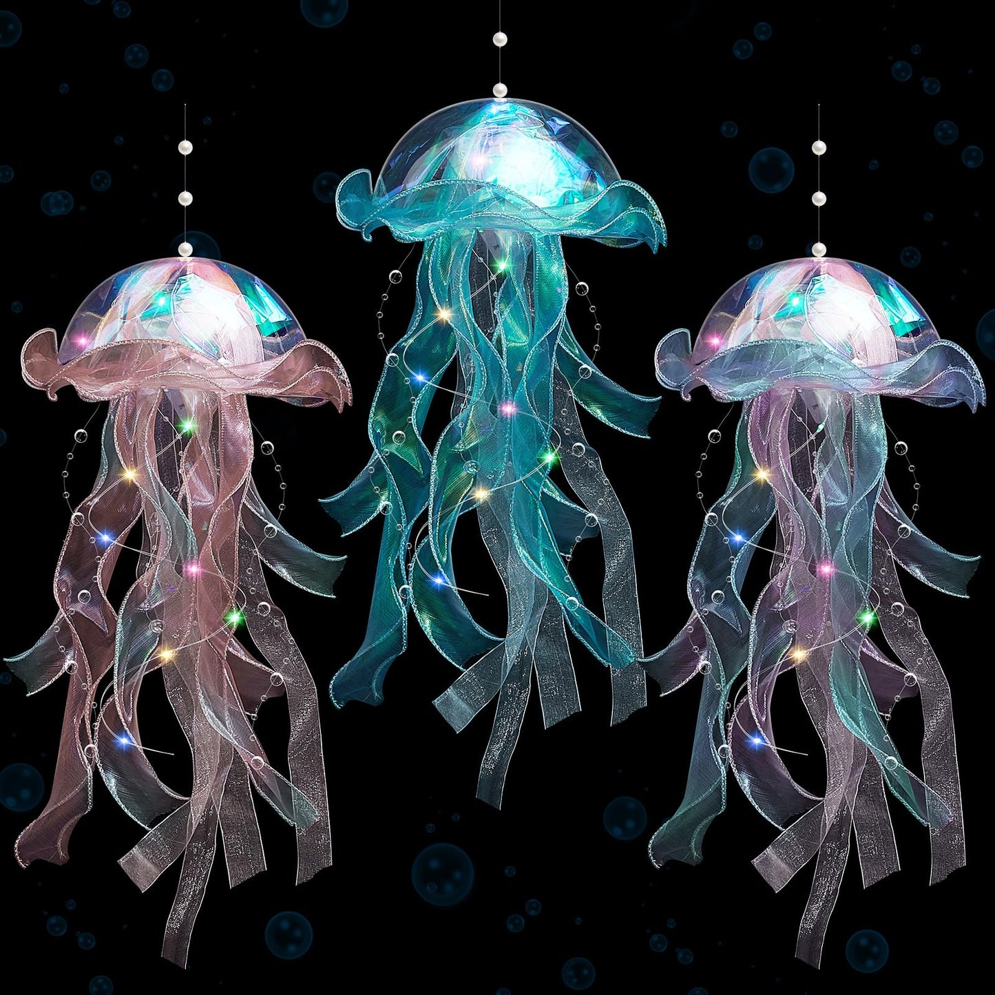 Rossesay 3 Pcs Jellyfish Lamp Colorful Jelly Fish Light Hanging