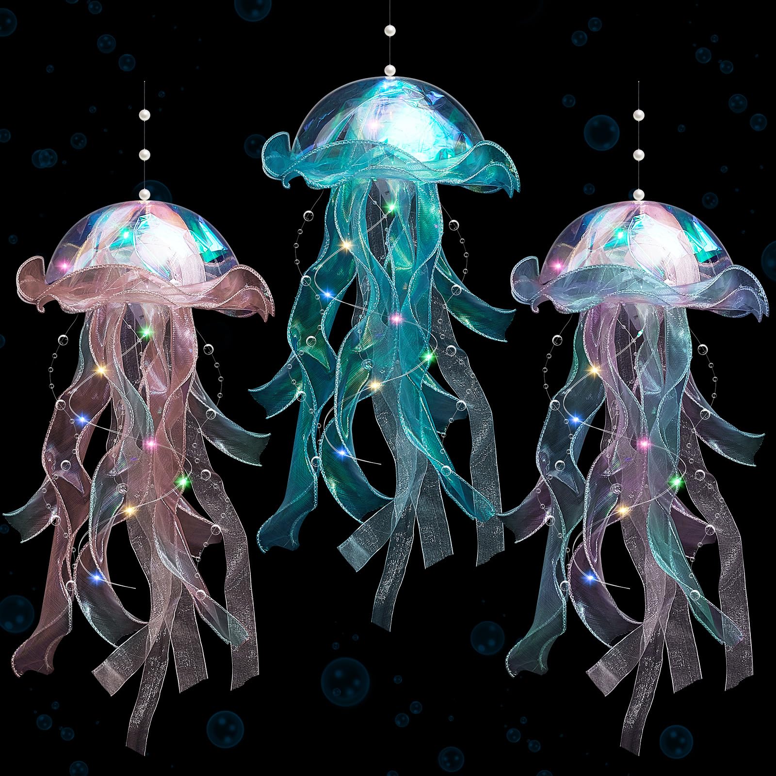 Rossesay 3 Pcs Jellyfish Lamp Colorful Jelly Fish Light Hanging