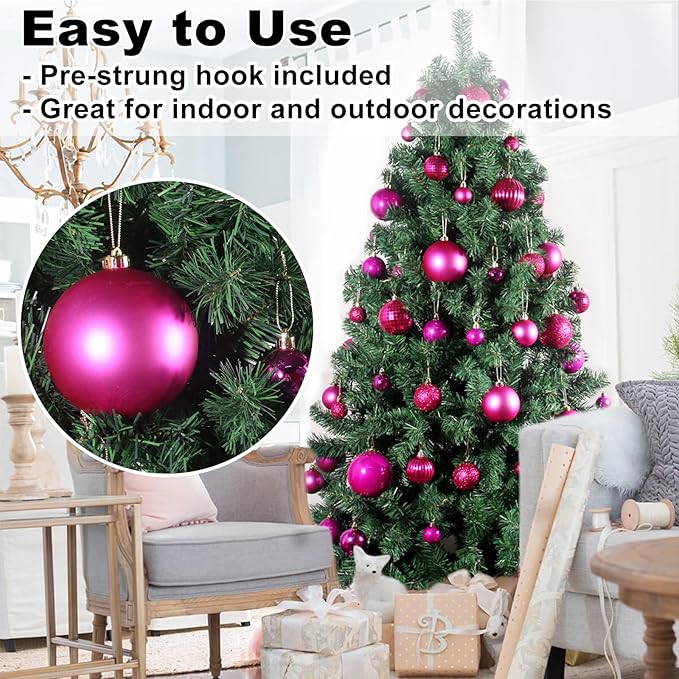 Fuchsia 4.0" X Large Christmas Balls - Christmas Tree Decoration