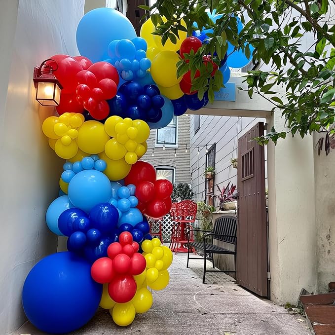 HILAVO Red Yellow Blue Balloons Light Baby Royal Metallic Blue Red