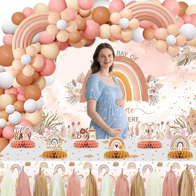 Boho Baby Shower Decorations for Girl Boho Rainbow Baby Shower