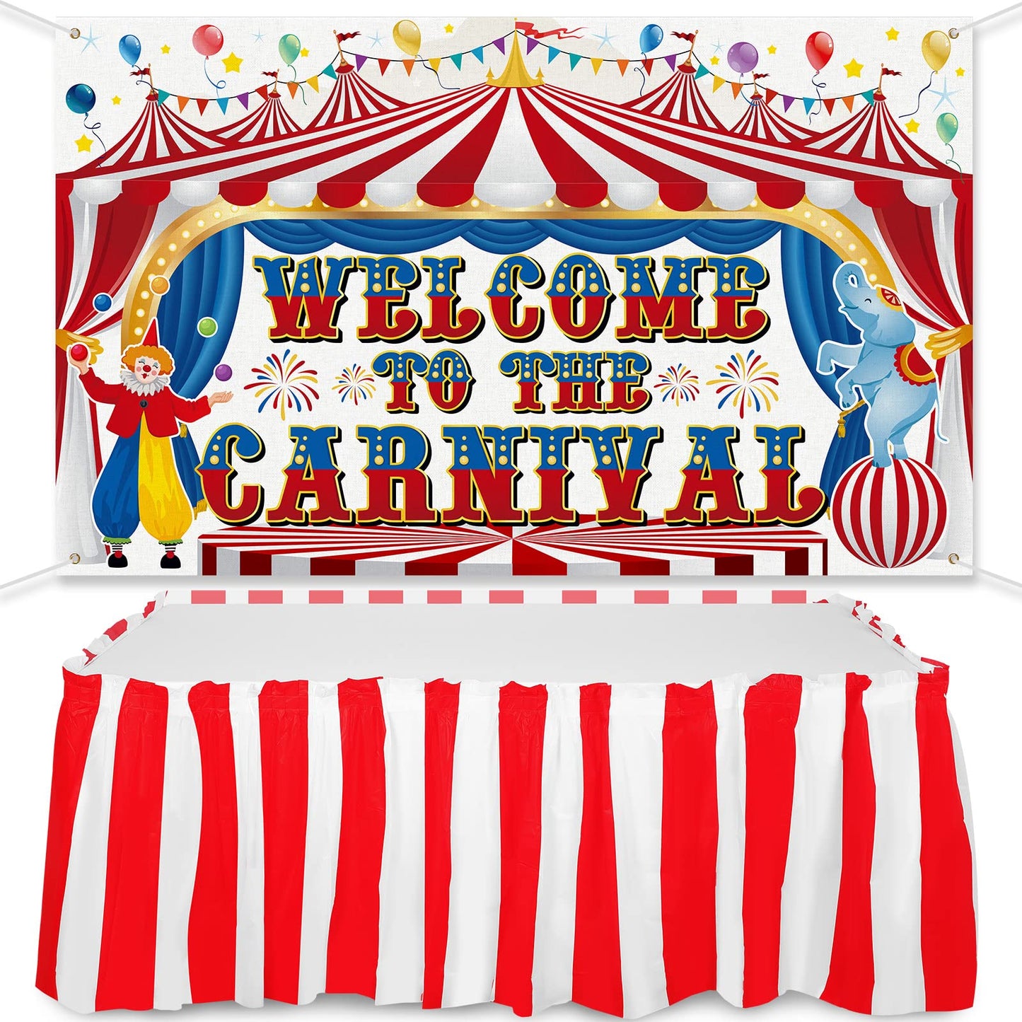 Large Carnival Circus Party Decorations 71 x 43 Inch, Welcome to The