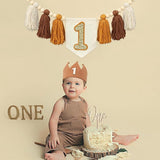 Baby Boy First Birthday Party Decorations Brown High Chair Banner