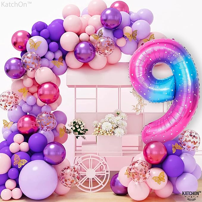 KatchOn, Giant Rainbow 9 Balloon Number - 40 Inch | Foil 9 Birthday