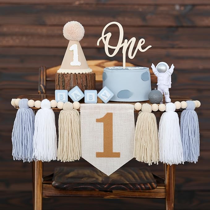 First Birthday High Chair Banner Decorations For Boy 1st Birthday