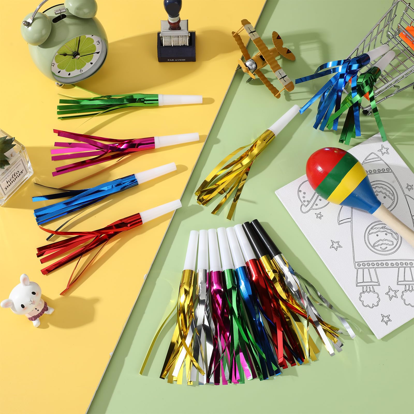 LCPQMZGH 24 Pcs Party Blowers, New Years Eve Noise Makers, Gold Noise