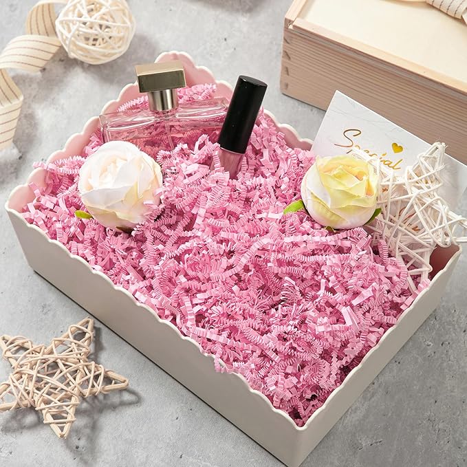 Mefleet 2 LB Crinkle Cut Paper Shred Filler Light Pink Crinkle