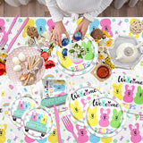Welcome Bunny Tableware 142pcs Mouse Happy Easter Party Decoration