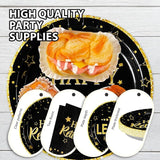 96 Pcs Retirement Party Plates Black and Gold Happy Retirement Party