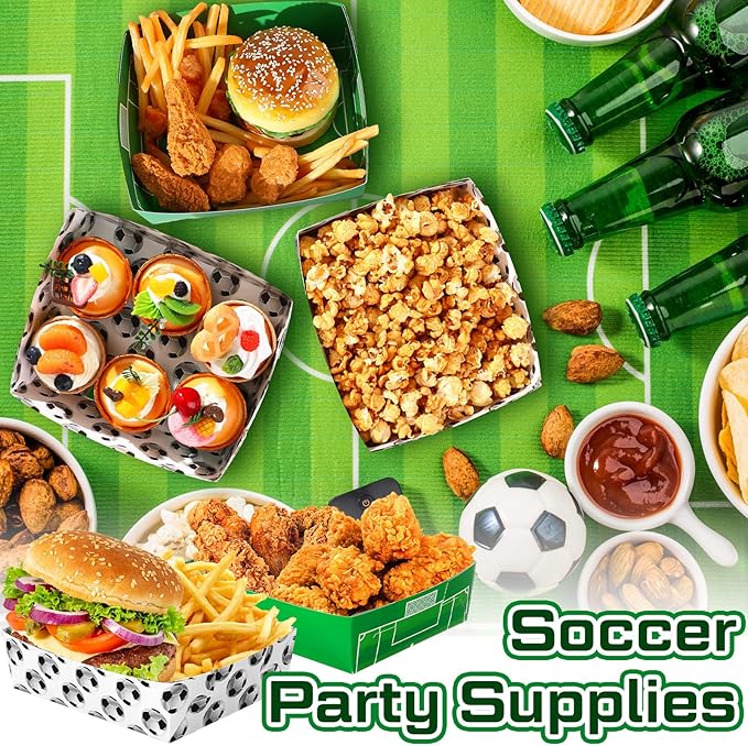 36 Pack Soccer Party Supplies Large 5 lb Soccer Plates Trays Bowls