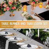 Breling 8 Pack Black and Silver Disposable Plastic Tablecloths and