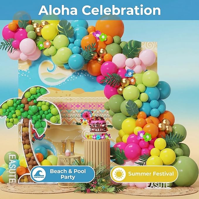 Tropical Hawaiian Party Decorations 145Pcs Luau Tropical Balloon