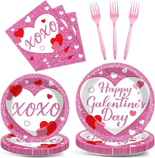 25 Guests Galentine's Day Party Supplies Galentine's Day Pink XOXO
