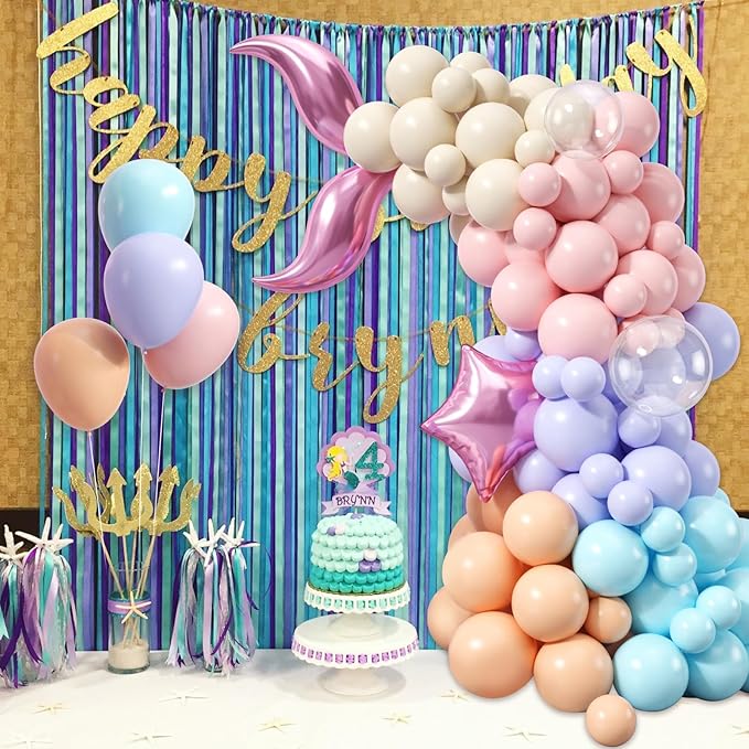 Mermaid Themed Balloons Garland Arch Kit 150Pcs for Sea Princess