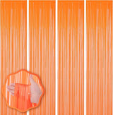 Voircoloria 4 Pack Orange Foil Fringe Backdrop Curtains, Tinsel