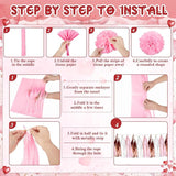 Pink Rose Gold Birthday Decorations for Girls Women Pink Bow Happy