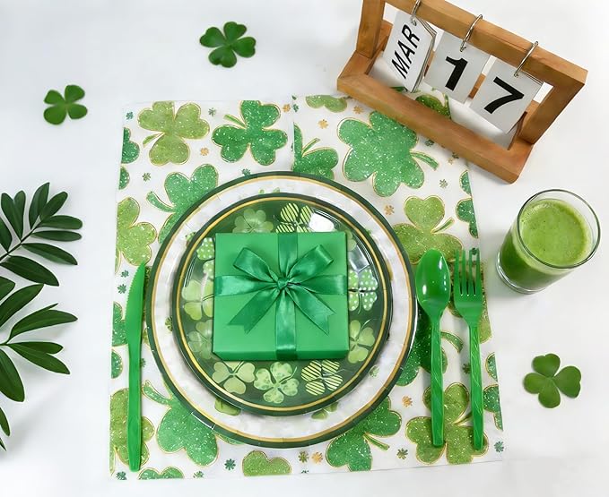 St Patrick's Day Disposable Tableware for 25 Guests Irish Themed