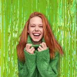 Voircoloria 3 Pack 3.3x8.2 Feet Neon Green Foil Fringe Backdrop