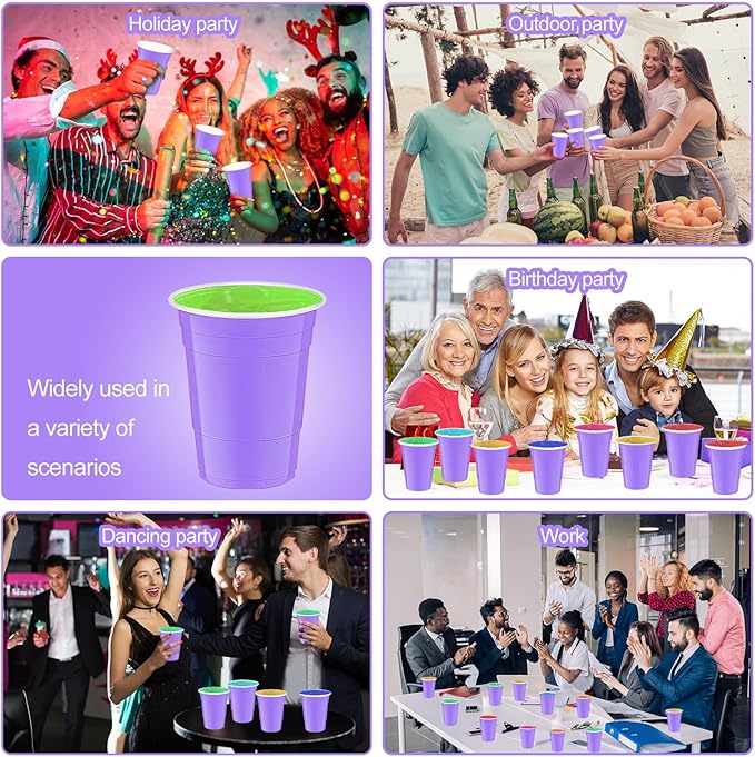 120 Pcs Light Purple Plastic Cups Halloween plastic Disposable cups