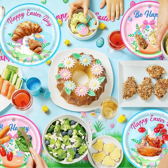 Easter Party Decorations Set Bunny Easter Party Supplies with Banner