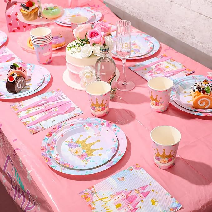 168 Pcs Princess Party Decorations Princess Plates and Napkins