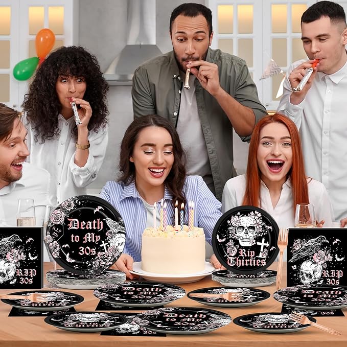 100 Pcs 40th Birthday Party Supplies Death to My 30s Paper Plates