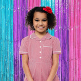 Voircoloria 3 Pack 3.3 x 8.2 ft Blue Purple Pink Foil Fringe Backdrop