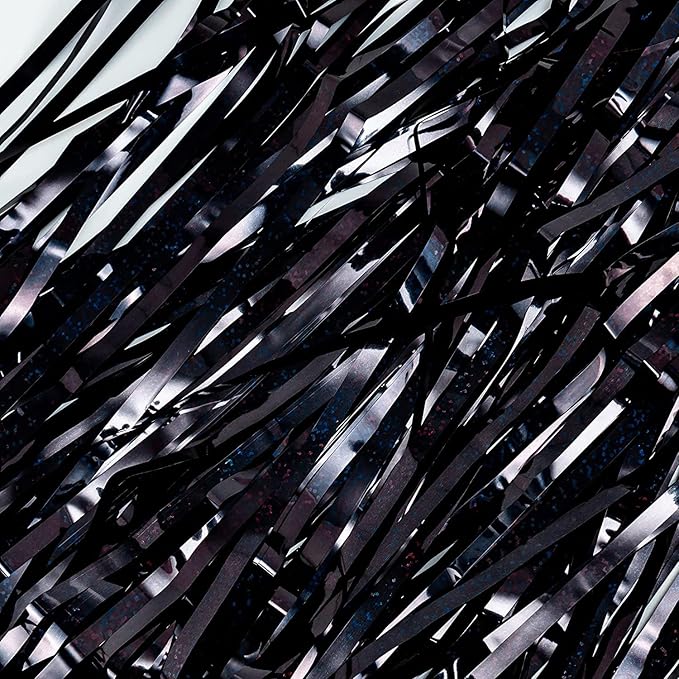 BRAVESHINE Black Party Foil Fringe Curtains - 2 Pack Metallic Tinsel