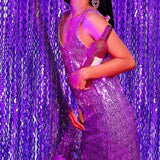 Tinsel Foil Fringe Curtains Wavy Backdrop for Parties Sparkle #3