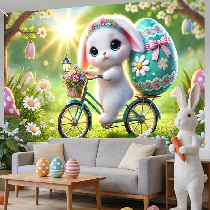 Easter Banner Polyester 43x70.86 Inches Banner Easter for Backyard