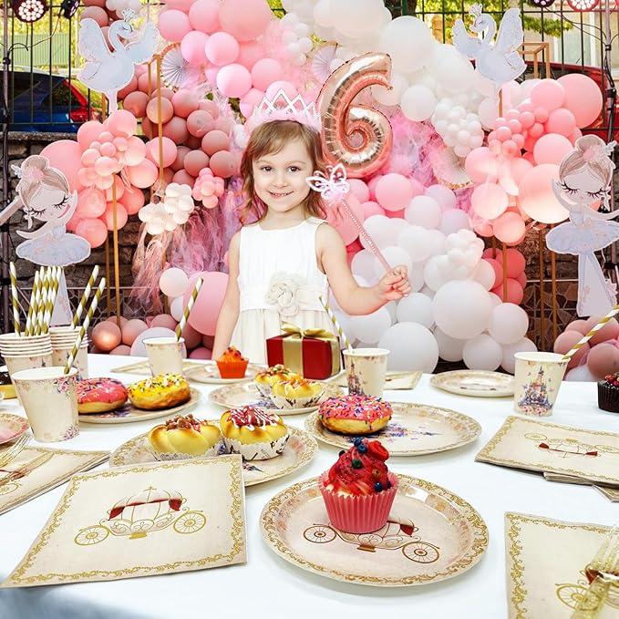 112 PCS Princess Party Plates Princess Birthday Decorations Once