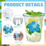 48 Pcs Hawaii Luau Cups 12 oz Plastic Tropical Floral Cups Hawaiian