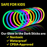PartySticks Glow Sticks 800 pack - 8 Inch Glow in The Dark Light Up