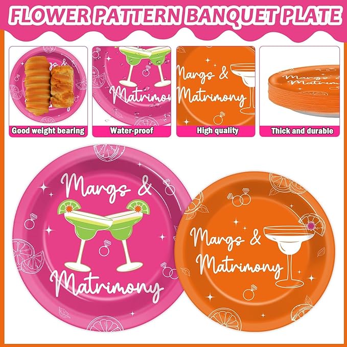 96pcs Margs & Matrimony Bachelorette Party Decorations Margs Plates
