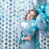 BRAVESHINE Blue Party Snowflake Backdrop - 2 Pack Hanging Foil Fringe