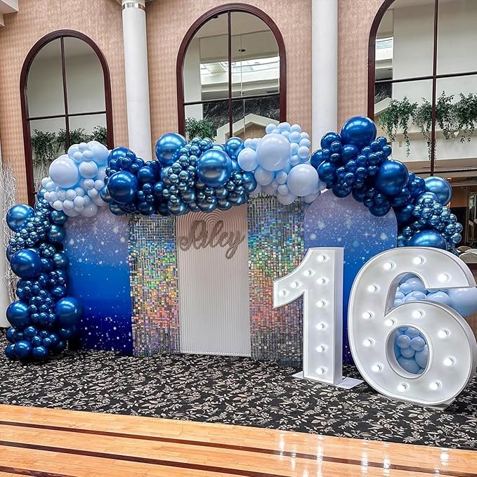YMSZ Blue and Silver Balloons, 67pcs 12 Inch Navy Blue Balloon