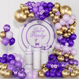 Purple and Gold Balloons Arch Kit, 140Pcs Dark Purple Metallic Gold