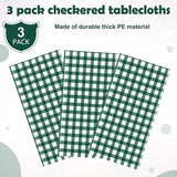 3pcs 54X108inch Dark Green Checkered Tablecloth,Green Gingham