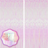 Voircoloria 2 Pack Iridescent Transparent Foil Fringe Backdrop