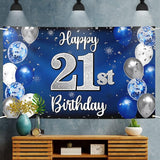 Happy 21st Birthday Decorations 21 Blue & Silver Balloon Large